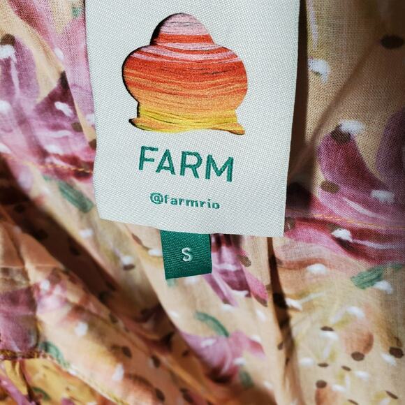 Farm Rio Banana Sunshine Mini Dress – Yellow, Boho Floral, Size Small - Picture 7 of 8